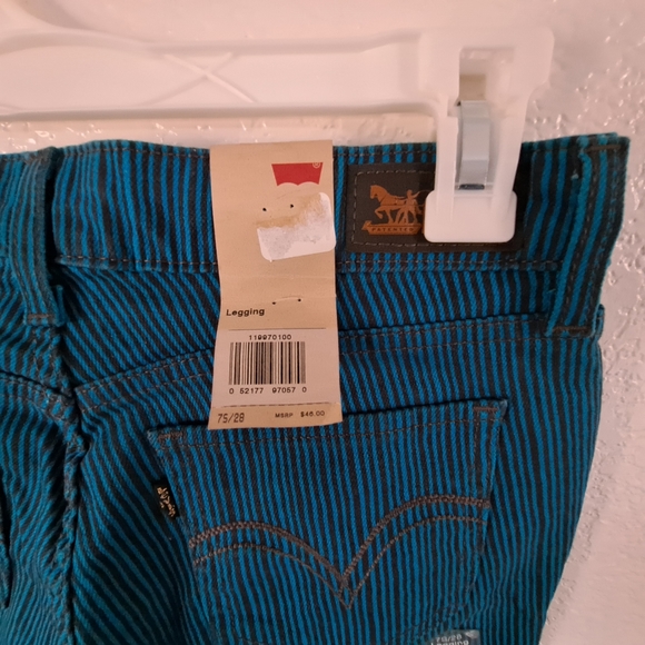 NWT New Levi's Denim Jeggings Jeans / Leggings Size 7 Teal Green with Stripes - Picture 1 of 5
